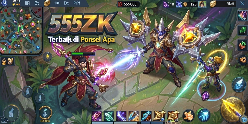 Tampilan dinamika pertempuran seru dalam game MOBA.