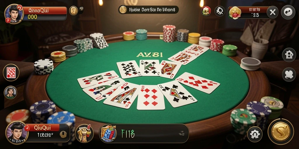 Screenshot AW8 menampilkan gameplay seru QiuQiu dengan teman-teman.
