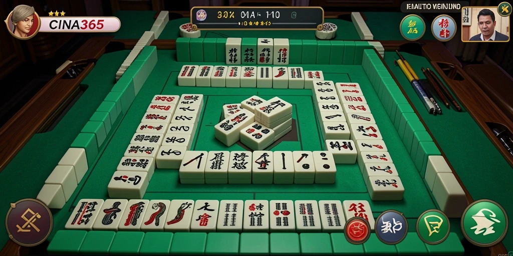 Tangkapan layar CINA365 menampilkan gameplay Mahjong yang menarik dan penuh warna.