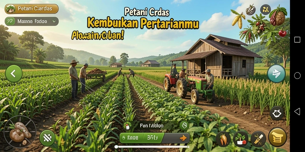 Screenshot menunjukkan pemain sedang mengelola lahan pertanian di F08.