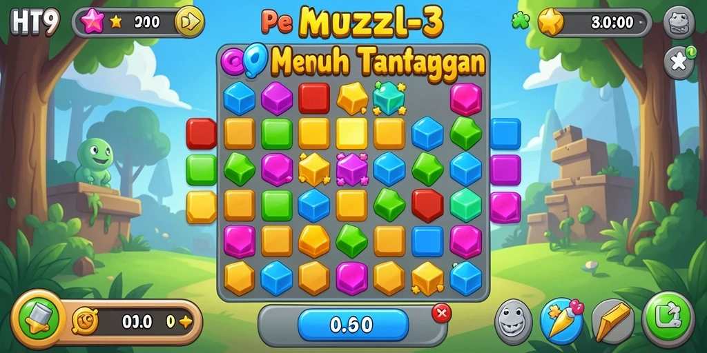 Tampilan gameplay seru HIT9 dengan kombinasi warna ceria.