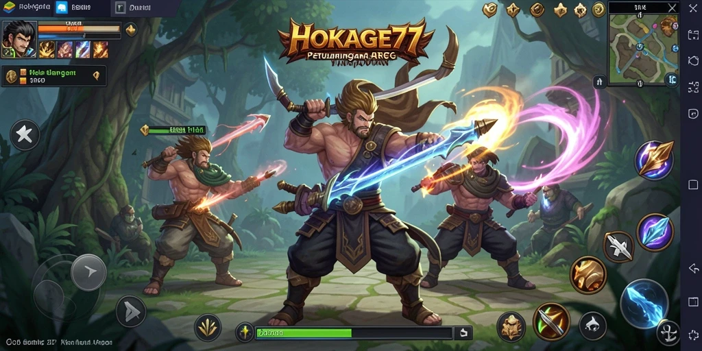 Screenshot gameplay HOKAGE77 menampilkan pertarungan yang seru dan karakter yang memukau.