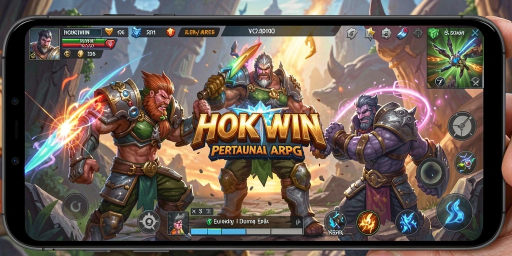 Tangkapan layar gameplay HOKIWIN dengan aksi pertarungan yang mendebarkan.