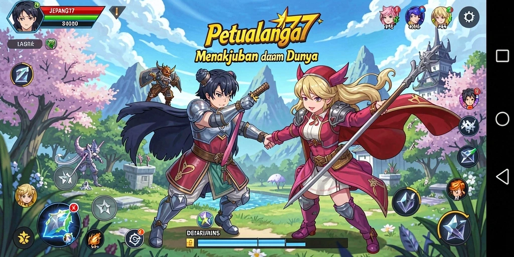 Screenshot utama <strong>JEPANG77</strong> menampilkan aksi pertarungan karakter anime.