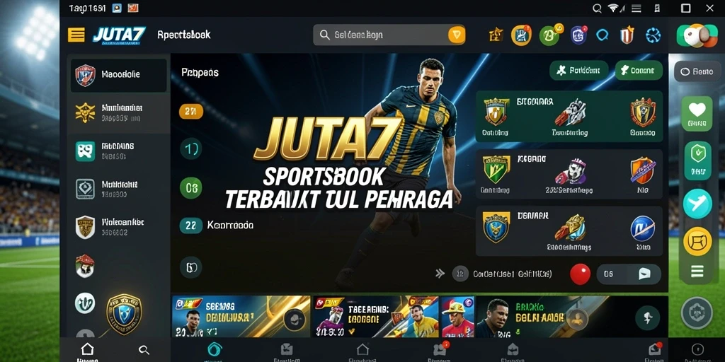Screenshot utama JUTA7 menampilkan antarmuka taruhan olahraga yang menarik.