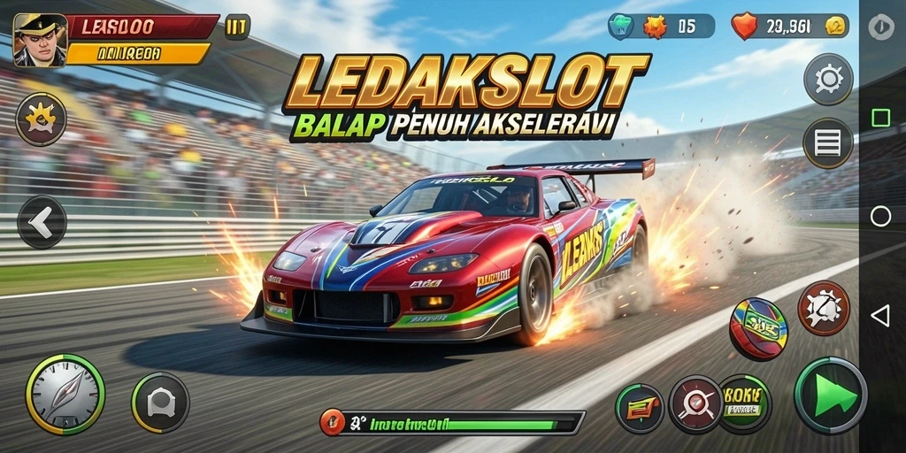 Tampilan gameplay balapan yang seru dalam LEDAKSLOT.