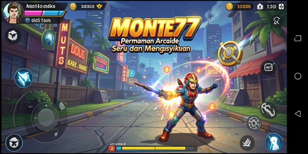 Screenshot gameplay MONTE77 menampilkan aksi arcade yang seru dan menarik.