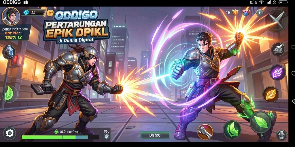 Gameplay ODDIGO menampilkan pertarungan seru antara karakter dengan kemampuan unik.