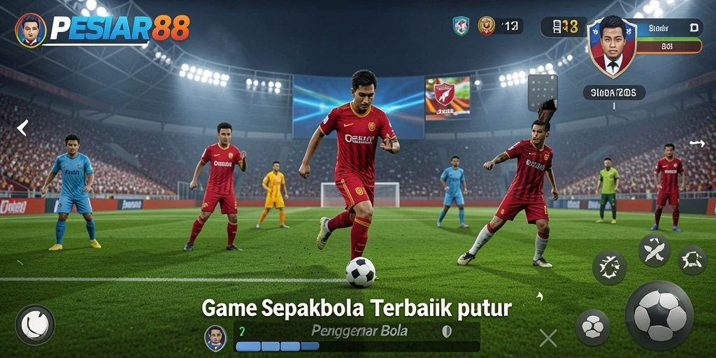 Tampilan gameplay PESIAR88 dengan aksi sepakbola yang mendebarkan.