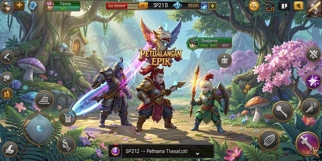 Tampilan gameplay yang memukau dalam petualangan RPG.