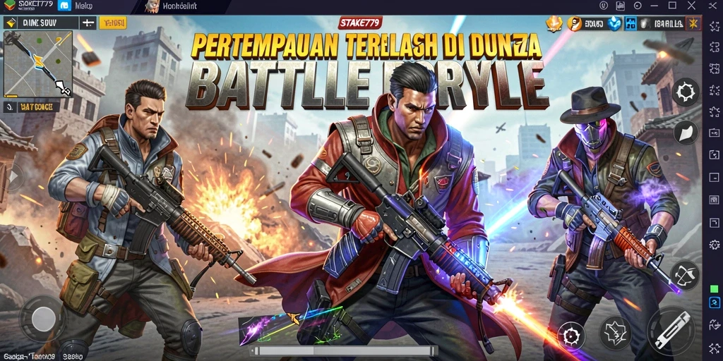 Tampilan aksi menegangkan dalam gameplay Battle Royale STAKE779.