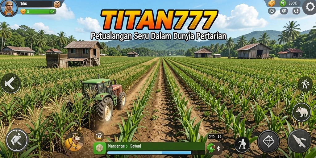 Screenshot utama menunjukkan gameplay seru dalam dunia pertanian.