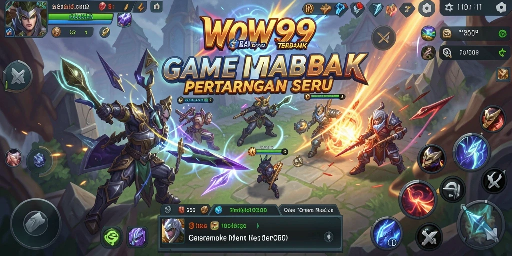 Tampilan aksi seru gameplay WOW99 di arena MOBA.