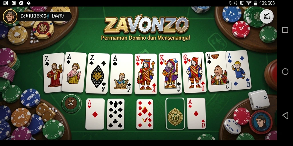 Screenshot ZAVONZO yang menunjukkan aksi seru dalam permainan Domino.